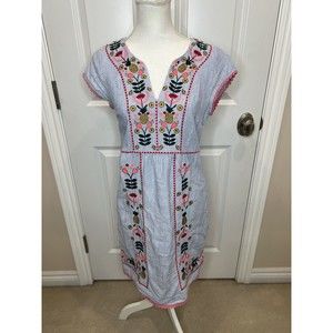 Boden Blue and Pink Embroidered Dress